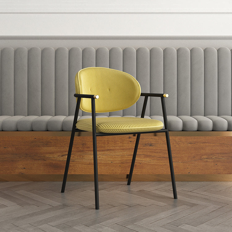 Contemporary Kitchen Dining Arm Chair Black Legs Open Back Dining Chair