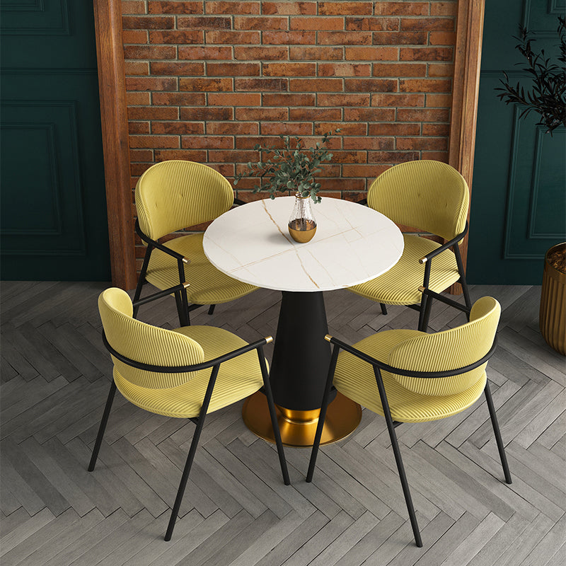 Contemporary Kitchen Dining Arm Chair Black Legs Open Back Dining Chair