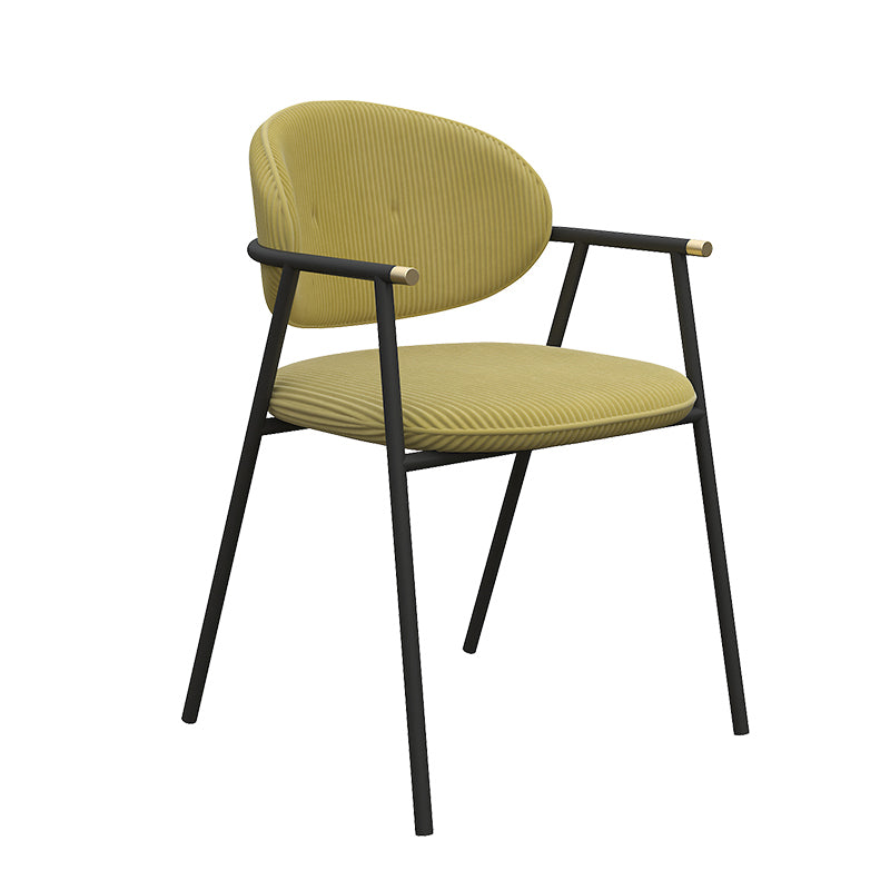 Contemporary Kitchen Dining Arm Chair Black Legs Open Back Dining Chair