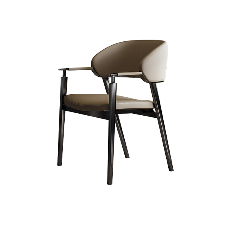 Glam Faux Leather Dining Chairs Dining Arm Chair with Upholstered