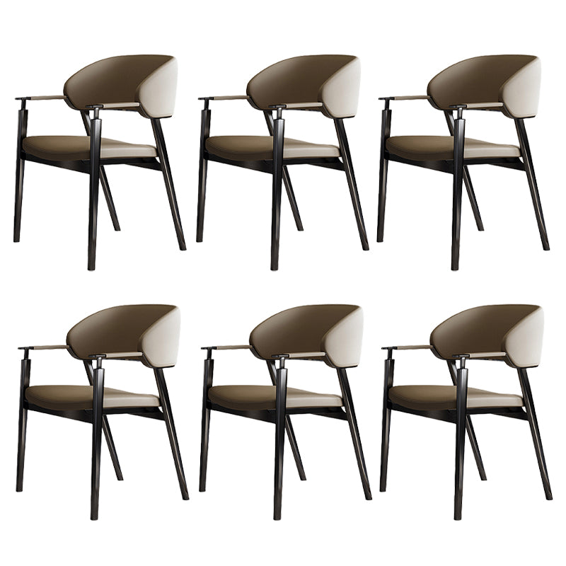 Glam Faux Leather Dining Chairs Dining Arm Chair with Upholstered