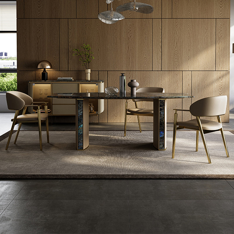 Glam Faux Leather Dining Chairs Dining Arm Chair with Upholstered