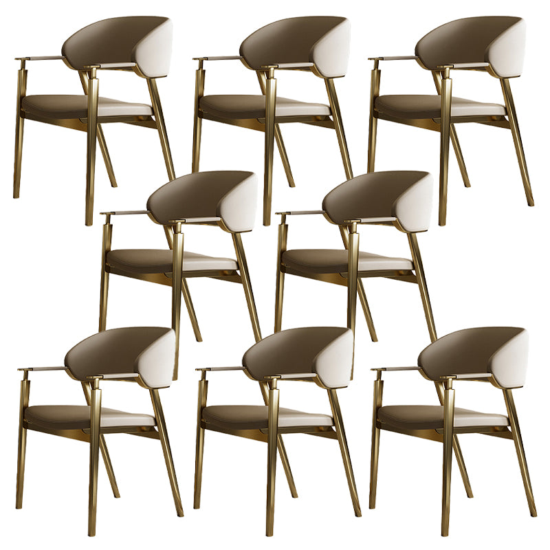 Glam Faux Leather Dining Chairs Dining Arm Chair with Upholstered