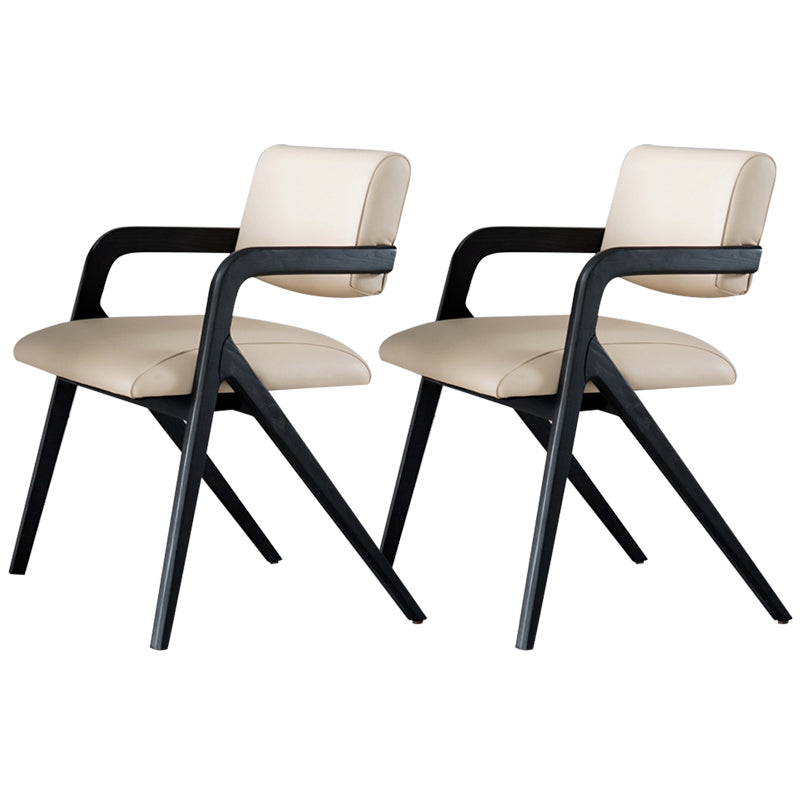 Modern Upholstered Arm Chair Home Black Legs Solid Wood Dining Chair