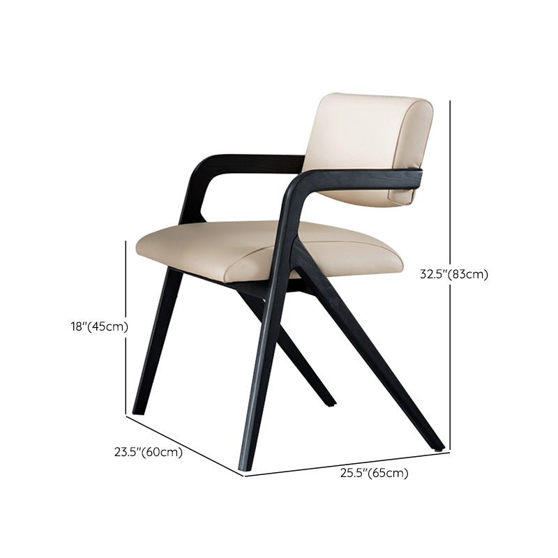 Modern Upholstered Arm Chair Home Black Legs Solid Wood Dining Chair