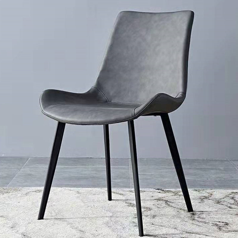 PU Leather Dining Chairs Industrial Style Parsons Armless Chair