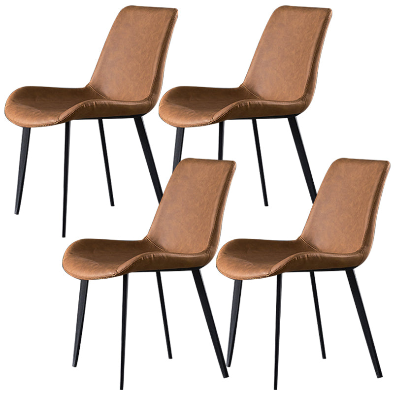 PU Leather Dining Chairs Industrial Style Parsons Armless Chair