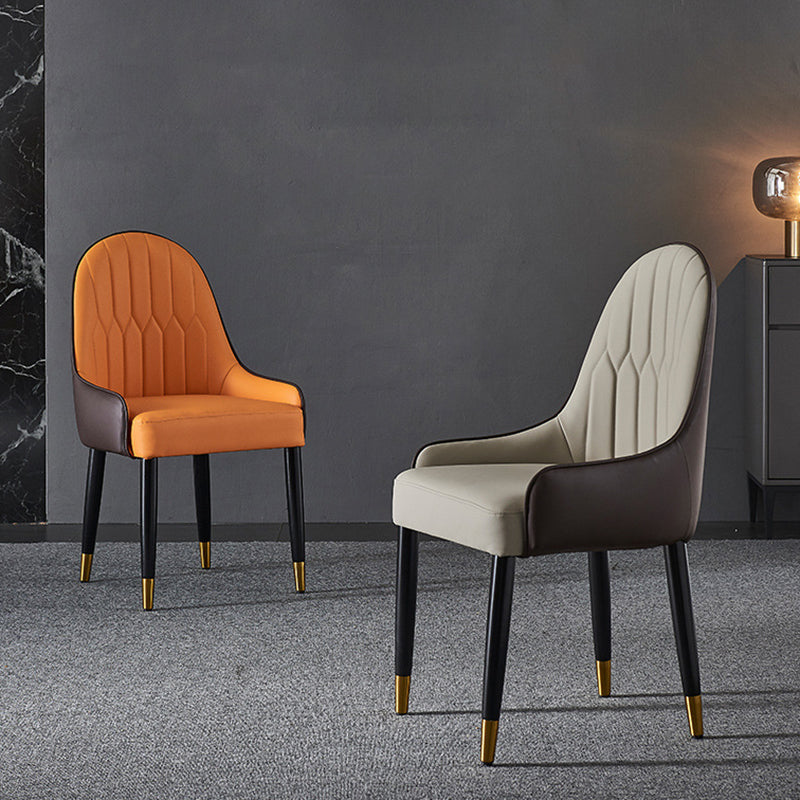 Faux Leather Dining Chairs Nordic Style Parsons Armless Chair