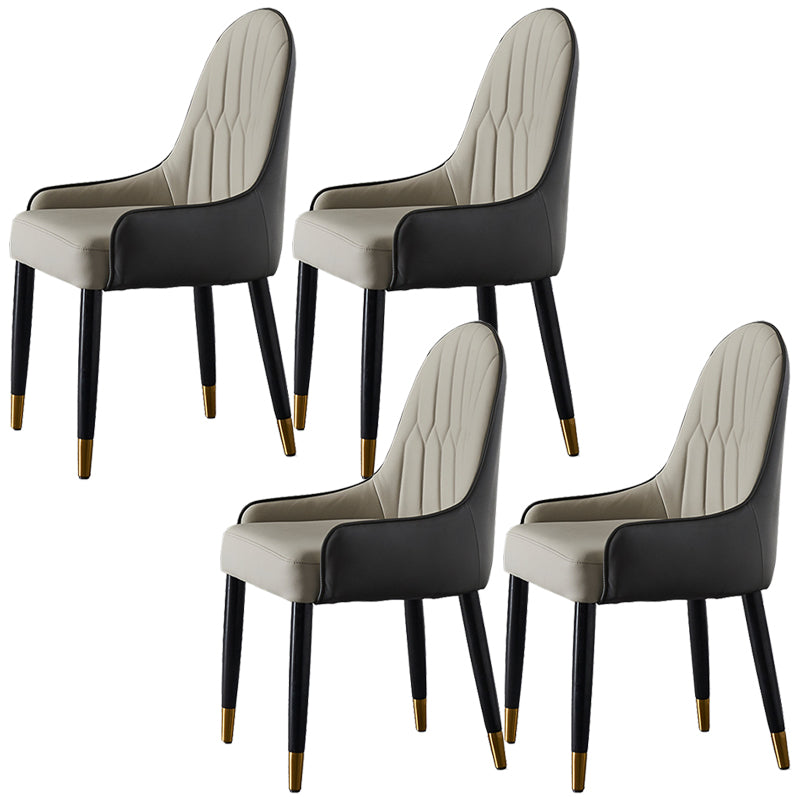 Faux Leather Dining Chairs Nordic Style Parsons Armless Chair