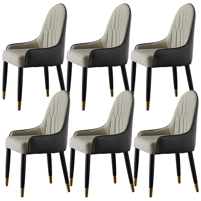 Faux Leather Dining Chairs Nordic Style Parsons Armless Chair