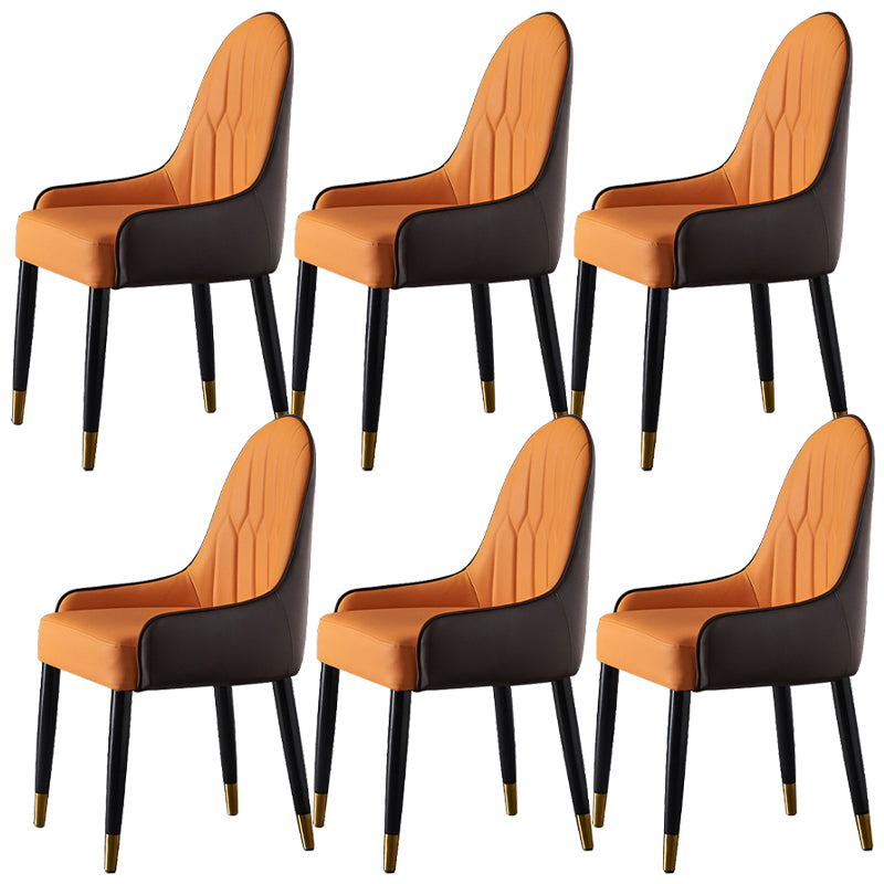 Faux Leather Dining Chairs Nordic Style Parsons Armless Chair