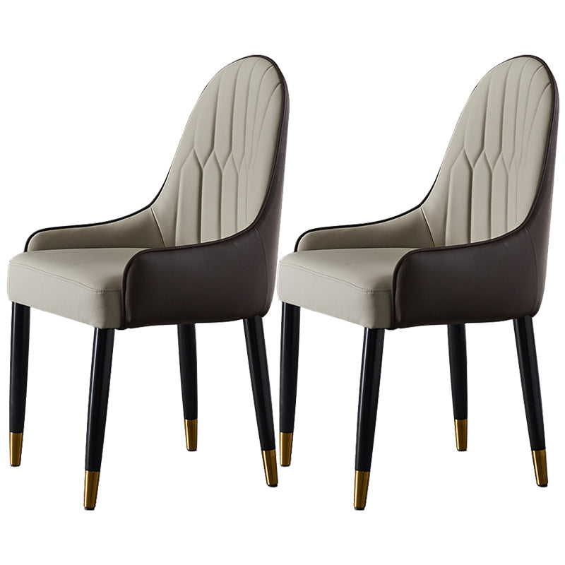 Faux Leather Dining Chairs Nordic Style Parsons Armless Chair