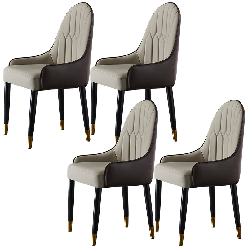 Faux Leather Dining Chairs Nordic Style Parsons Armless Chair
