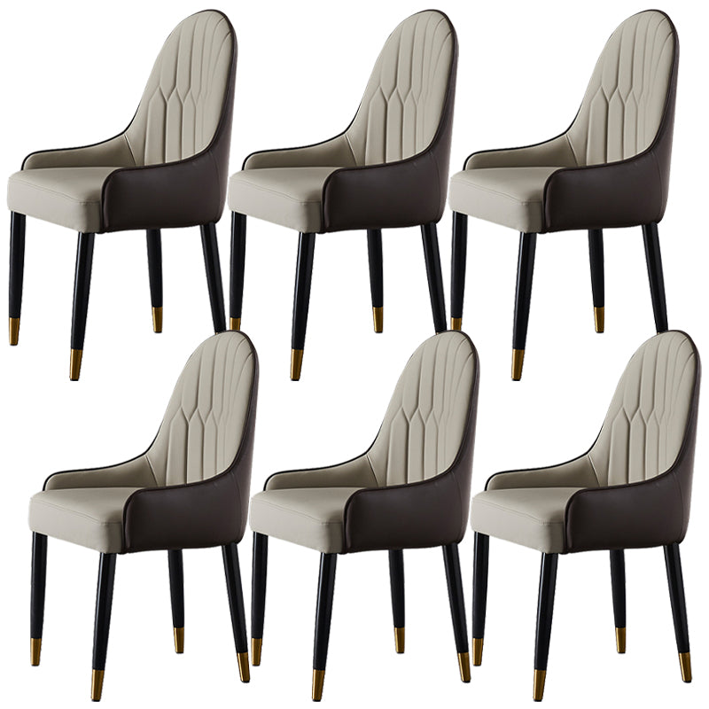 Faux Leather Dining Chairs Nordic Style Parsons Armless Chair