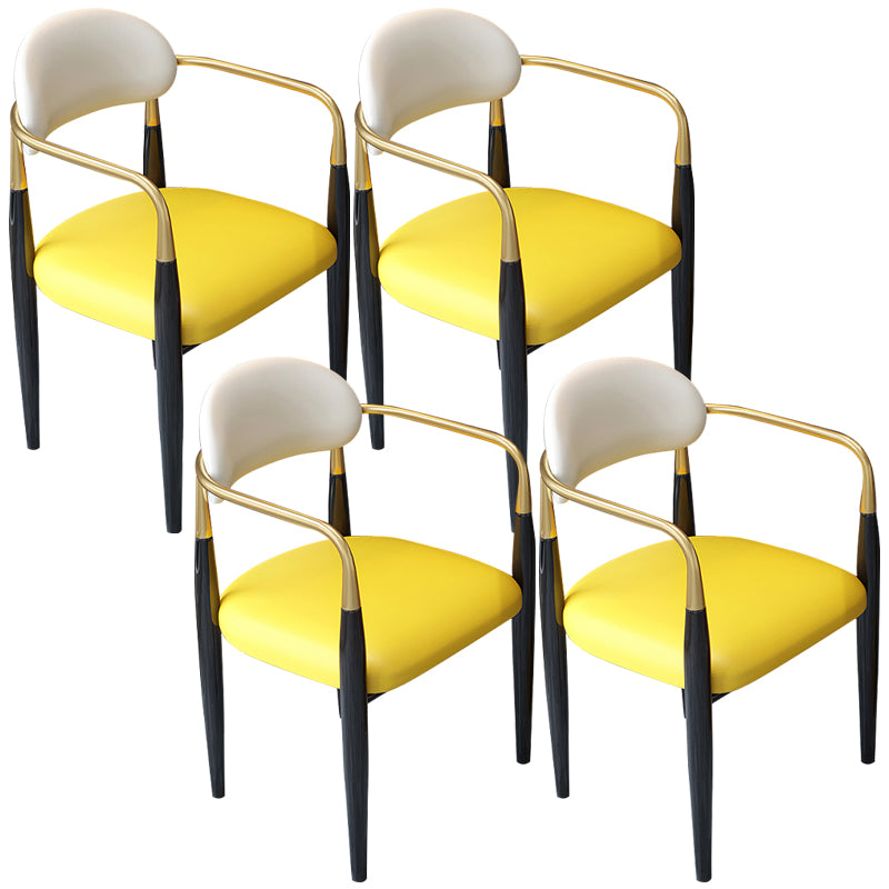 Contemporary Upholstered Arm Chair Home Metal Legs Dining Chair