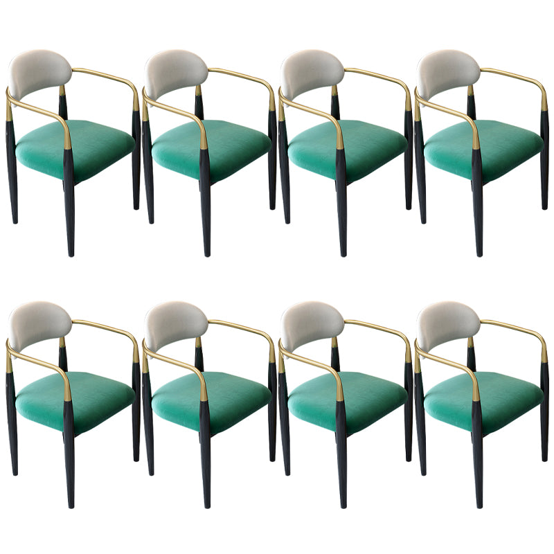 Contemporary Upholstered Arm Chair Home Metal Legs Dining Chair