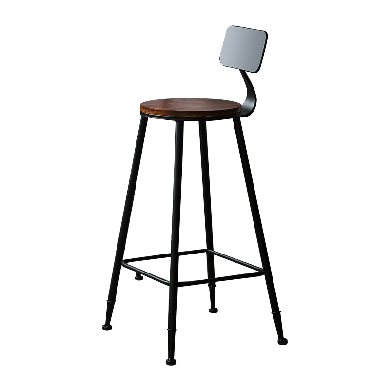 Contemporary Solid Wood Dining Stools Armless Bar Stools with Metal Base