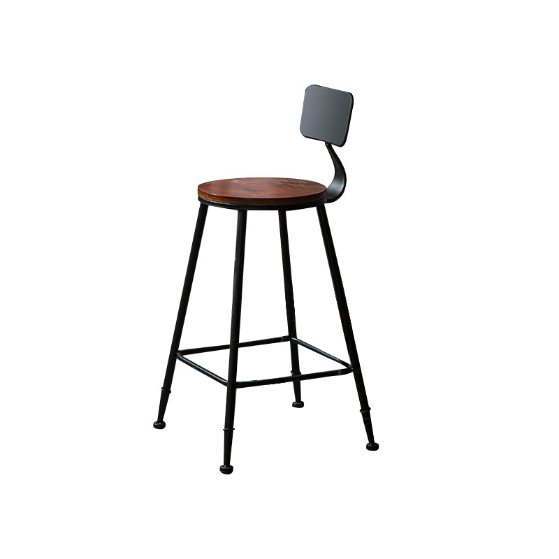 Contemporary Solid Wood Dining Stools Armless Bar Stools with Metal Base
