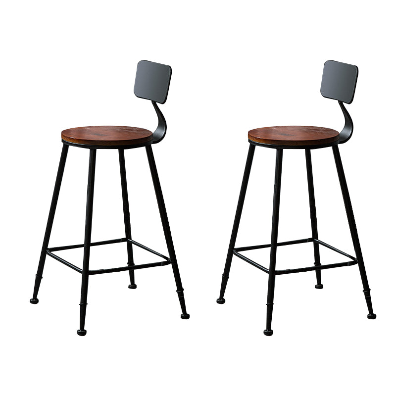 Contemporary Solid Wood Dining Stools Armless Bar Stools with Metal Base