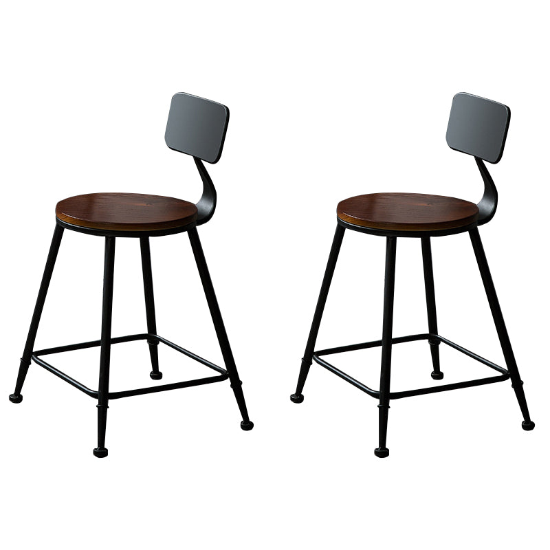 Contemporary Solid Wood Dining Stools Armless Bar Stools with Metal Base
