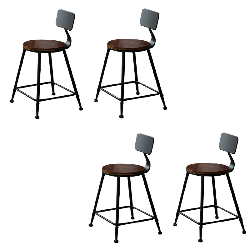 Contemporary Solid Wood Dining Stools Armless Bar Stools with Metal Base