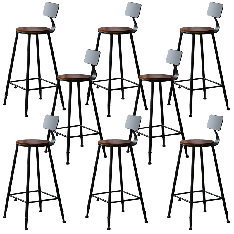 Contemporary Solid Wood Dining Stools Armless Bar Stools with Metal Base