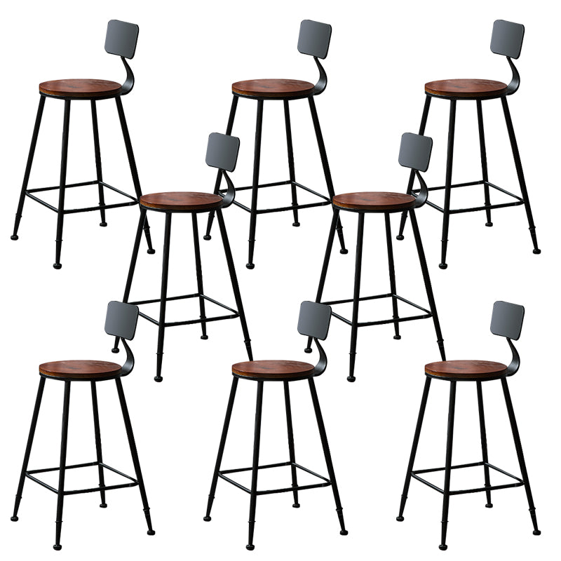 Contemporary Solid Wood Dining Stools Armless Bar Stools with Metal Base