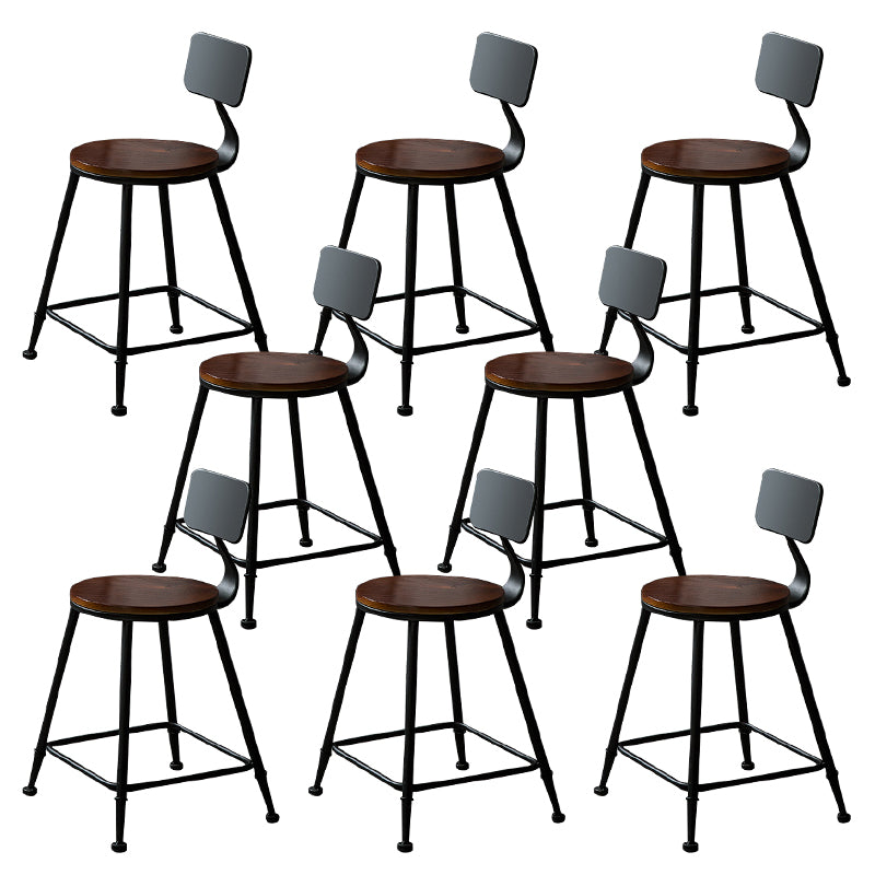 Contemporary Solid Wood Dining Stools Armless Bar Stools with Metal Base