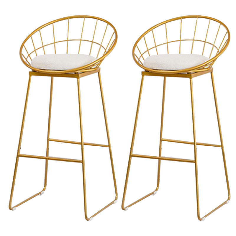 Metal Armless Bar Stool Low Back Dining Stool with Metal Base