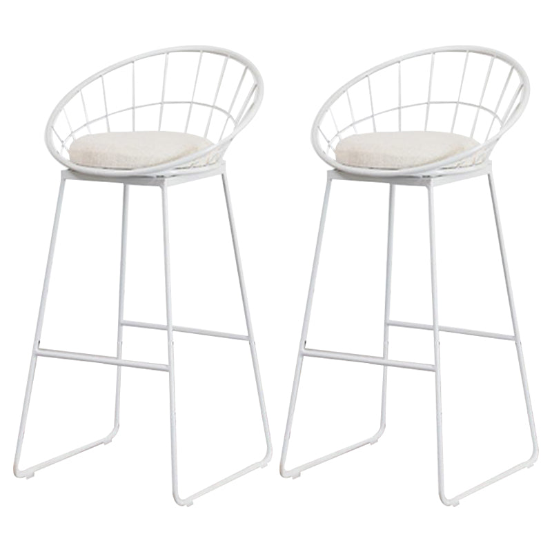 Metal Armless Bar Stool Low Back Dining Stool with Metal Base