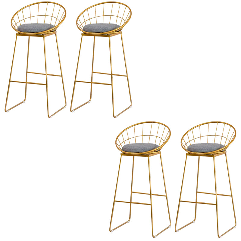 Metal Armless Bar Stool Low Back Dining Stool with Metal Base