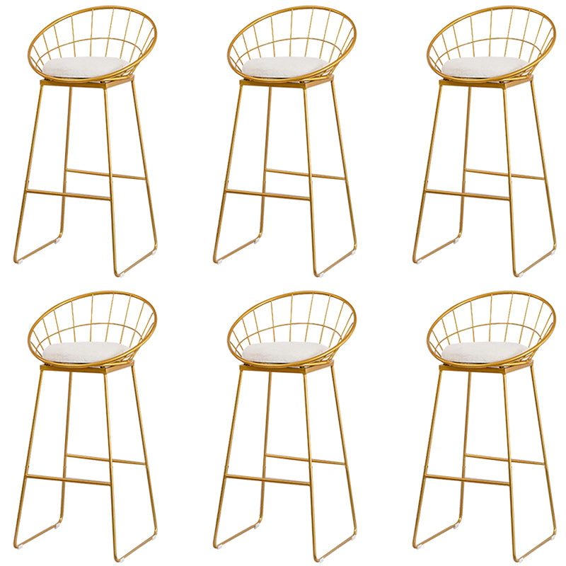 Metal Armless Bar Stool Low Back Dining Stool with Metal Base