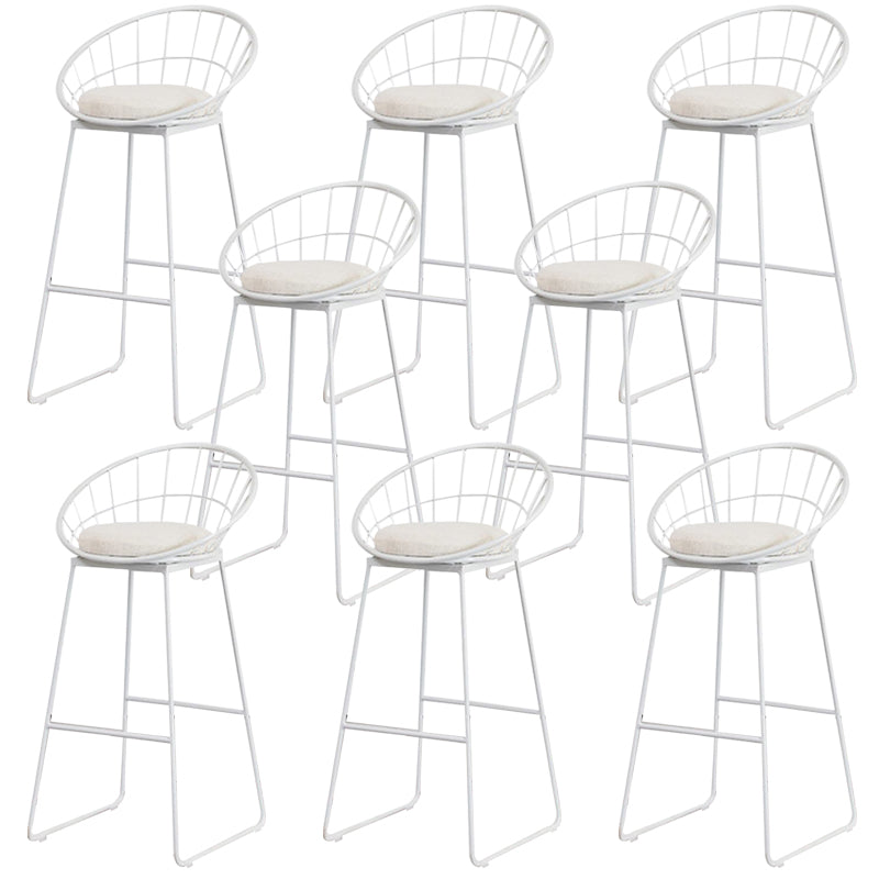 Metal Armless Bar Stool Low Back Dining Stool with Metal Base