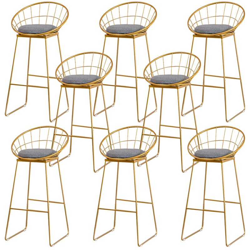 Metal Armless Bar Stool Low Back Dining Stool with Metal Base