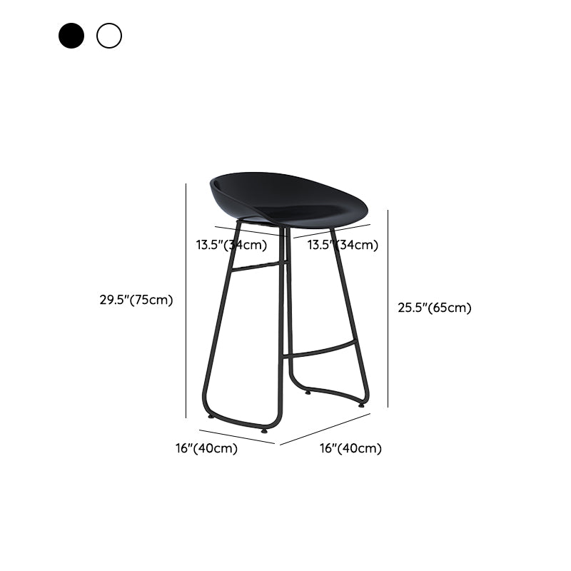 Industrial Armless Bar Stool Plastic Dining Stool with Metal Base
