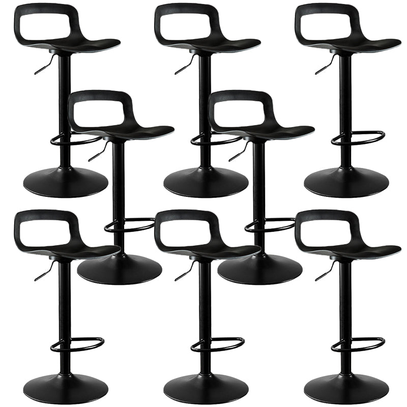 Plastic Low Back Barstools Adjustable Height Bar Stools with Metal Base