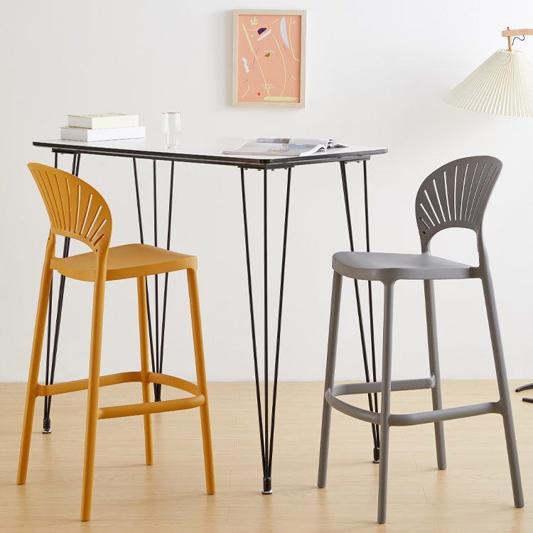Low Back Plastic Dining Stools Armless Bar Stools with Footrest