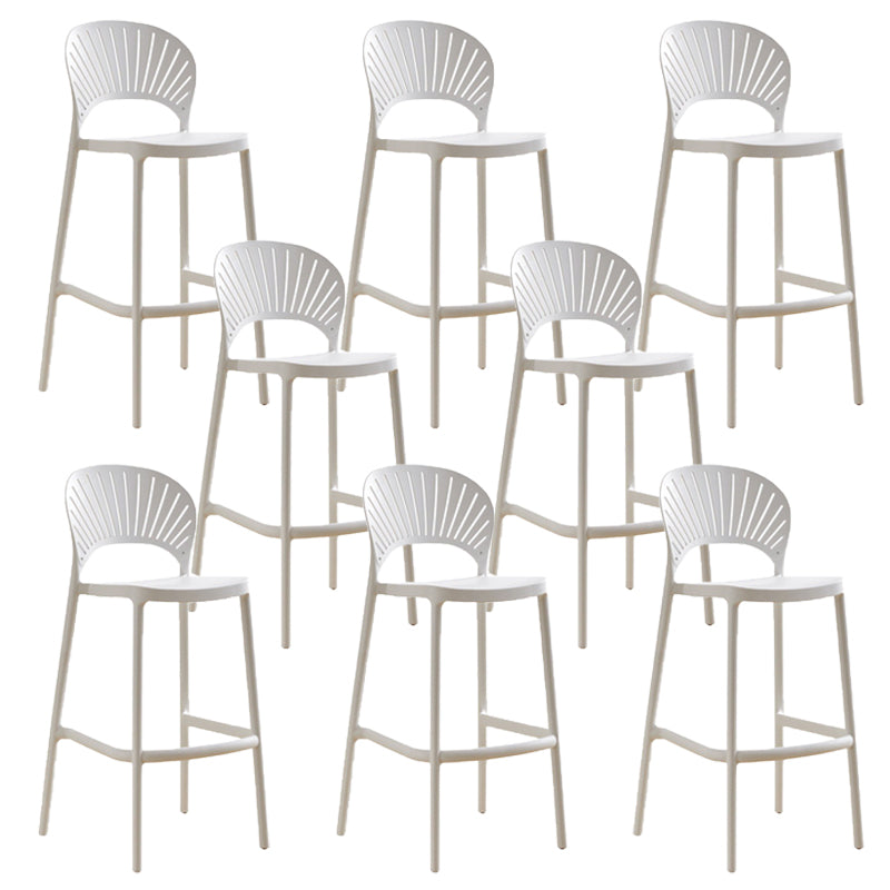 Low Back Plastic Dining Stools Armless Bar Stools with Footrest