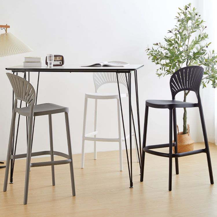 Low Back Plastic Dining Stools Armless Bar Stools with Footrest