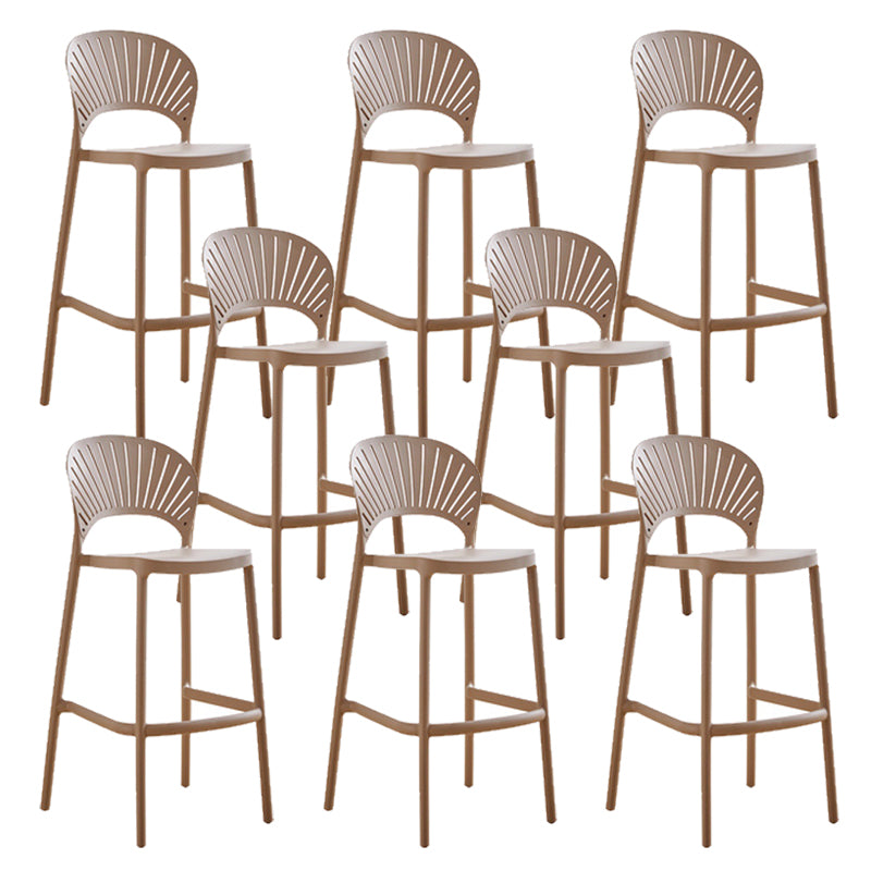 Low Back Plastic Dining Stools Armless Bar Stools with Footrest
