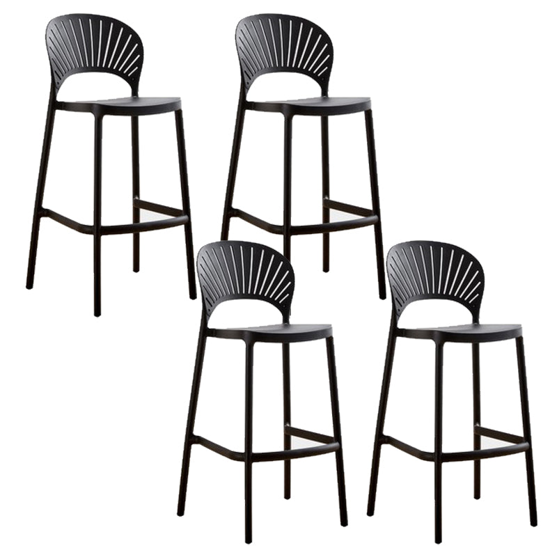Low Back Plastic Dining Stools Armless Bar Stools with Footrest