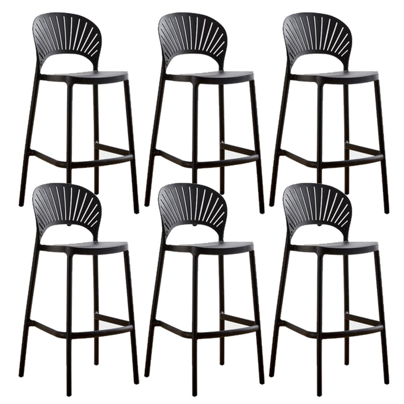 Low Back Plastic Dining Stools Armless Bar Stools with Footrest