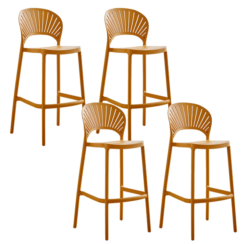 Low Back Plastic Dining Stools Armless Bar Stools with Footrest