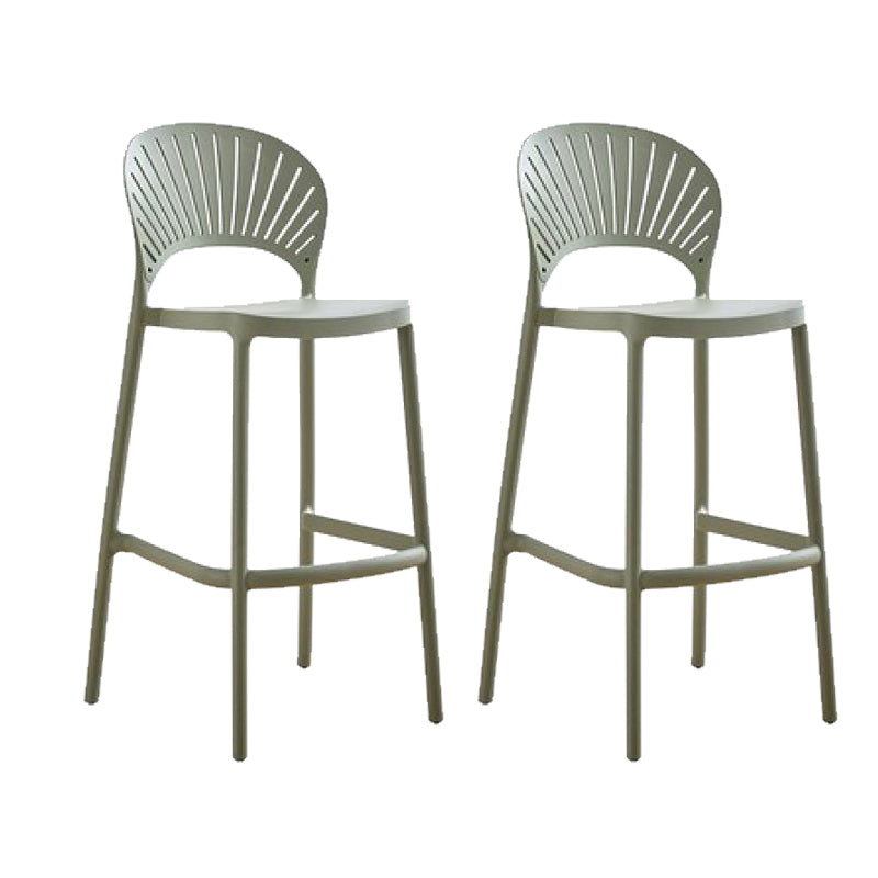 Low Back Plastic Dining Stools Armless Bar Stools with Footrest