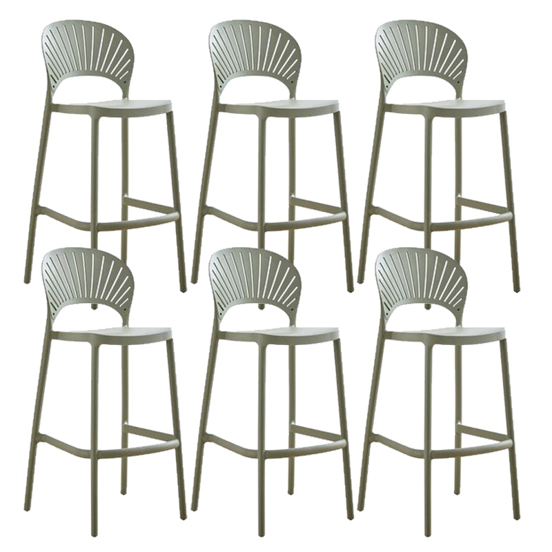Low Back Plastic Dining Stools Armless Bar Stools with Footrest