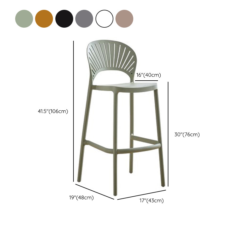 Low Back Plastic Dining Stools Armless Bar Stools with Footrest