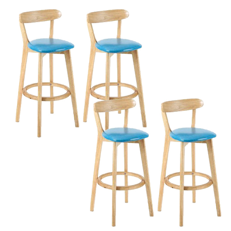 Industrial Armless Backrest Counter Stool Rubber Wood Bar Stool with Cushion for Cafe