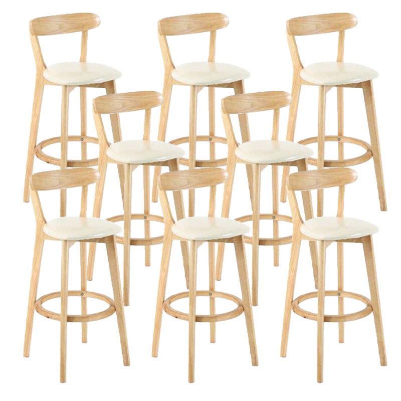 Industrial Armless Backrest Counter Stool Rubber Wood Bar Stool with Cushion for Cafe