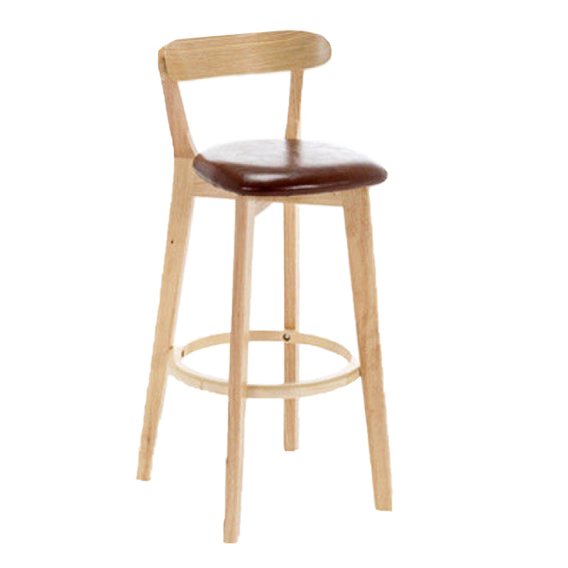 Industrial Armless Backrest Counter Stool Rubber Wood Bar Stool with Cushion for Cafe
