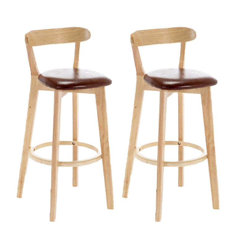 Industrial Armless Backrest Counter Stool Rubber Wood Bar Stool with Cushion for Cafe